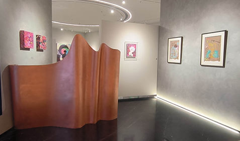 个展玄关紫铜屏风装置雕塑